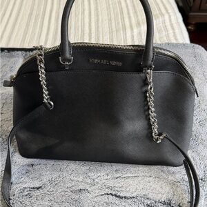 Michael Kors Black Satchel with Silver Chain